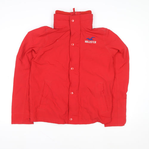 Hollister Men’s Red Puffer Jacket M Windproof Winter Coat