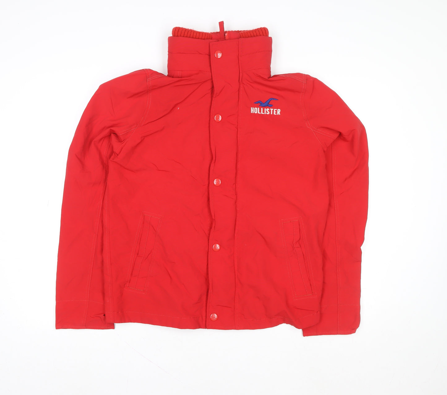 Hollister Men’s Red Puffer Jacket M Windproof Winter Coat