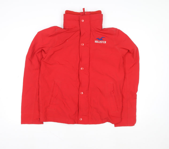 Hollister Men’s Red Puffer Jacket M Windproof Winter Coat
