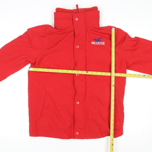 Hollister Men’s Red Puffer Jacket M Windproof Winter Coat