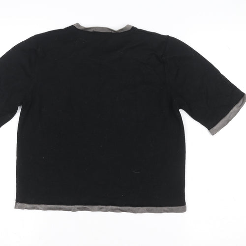 Marks and Spencer Women's Black Beaded Wool Blend Short Sleeve Knit Top Size 12