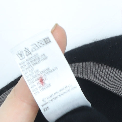 Marks and Spencer Women's Black Beaded Wool Blend Short Sleeve Knit Top Size 12
