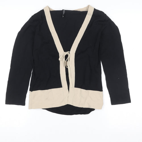 Caroll Women’s Black & Beige Wrap Blouse Size 8
