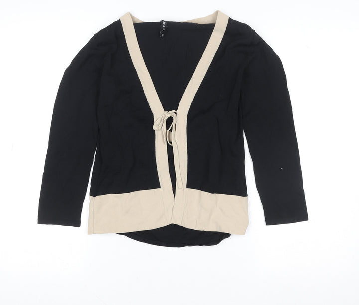 Caroll Women’s Black & Beige Wrap Blouse Size 8