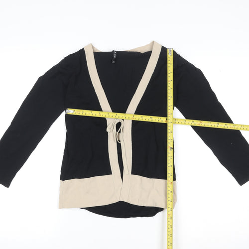 Caroll Women’s Black & Beige Wrap Blouse Size 8