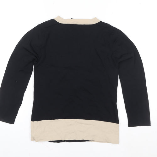 Caroll Women’s Black & Beige Wrap Blouse Size 8