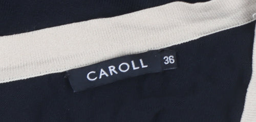 Caroll Women’s Black & Beige Wrap Blouse Size 8