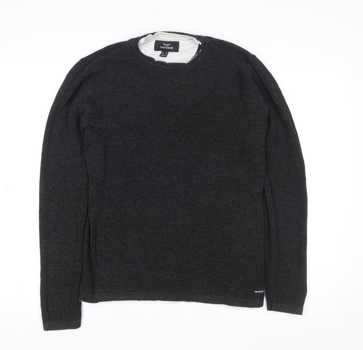 Threadbare Men's Black Cotton Knit Pullover Sweatshirt Size M