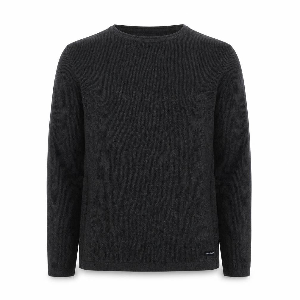 Front view of Threadbare Men's Black Cotton Knit Pullover Sweatshirt, size M