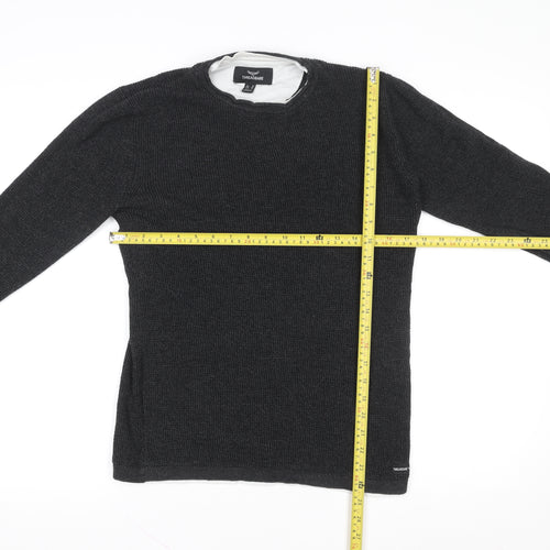Threadbare Men's Black Cotton Knit Pullover Sweatshirt Size M