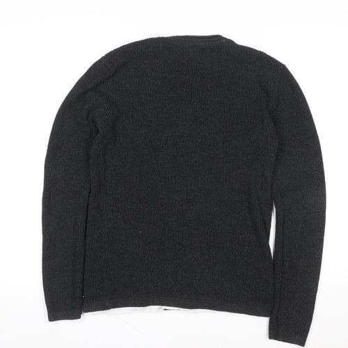 Threadbare Men's Black Cotton Knit Pullover Sweatshirt Size M