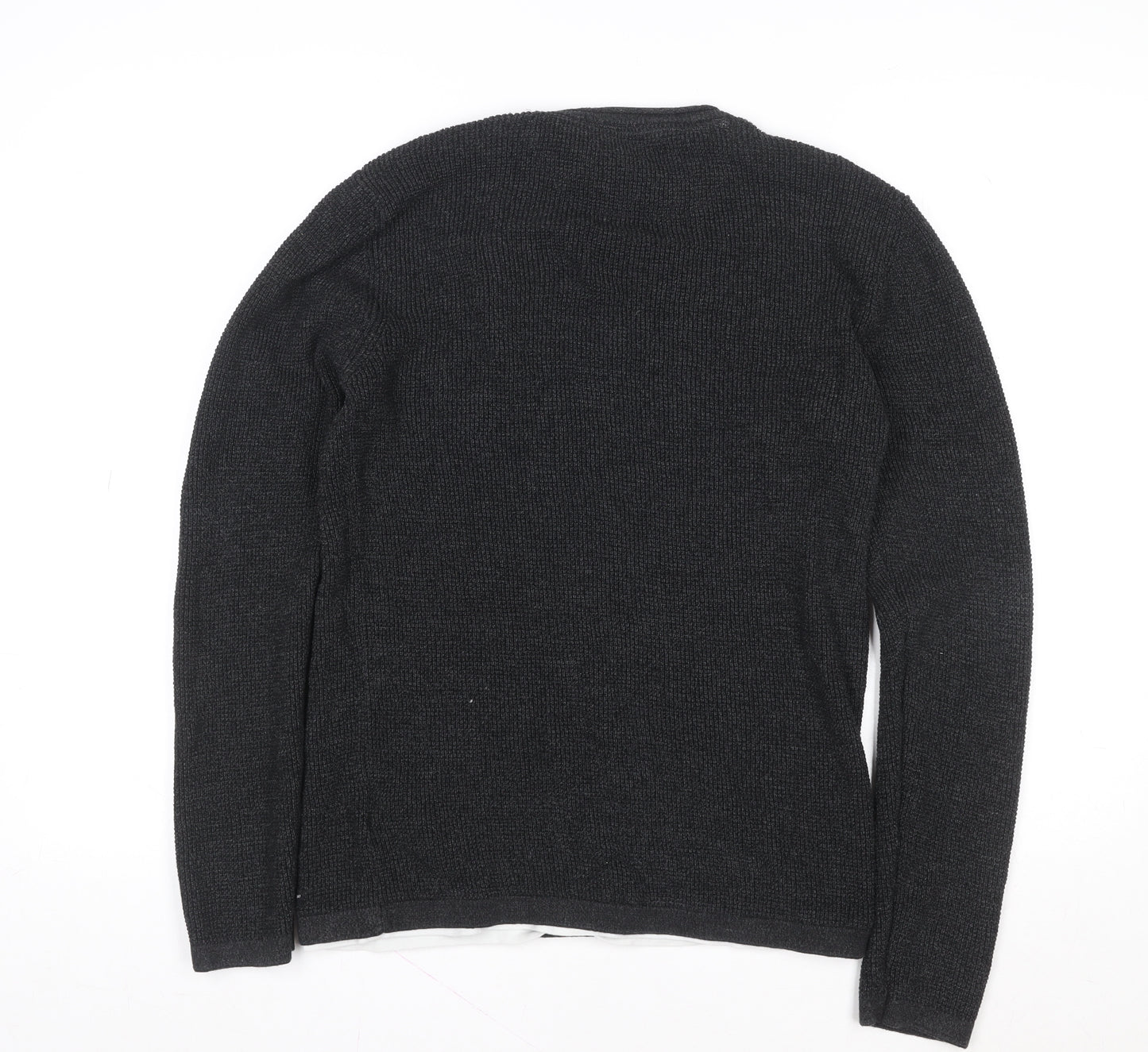 Threadbare Men's Black Cotton Knit Pullover Sweatshirt Size M