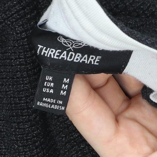 Threadbare Men's Black Cotton Knit Pullover Sweatshirt Size M