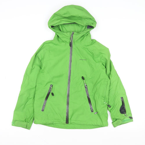 Quechua Boys Green Waterproof Ski Jacket 8 Years Hooded Winter Coat