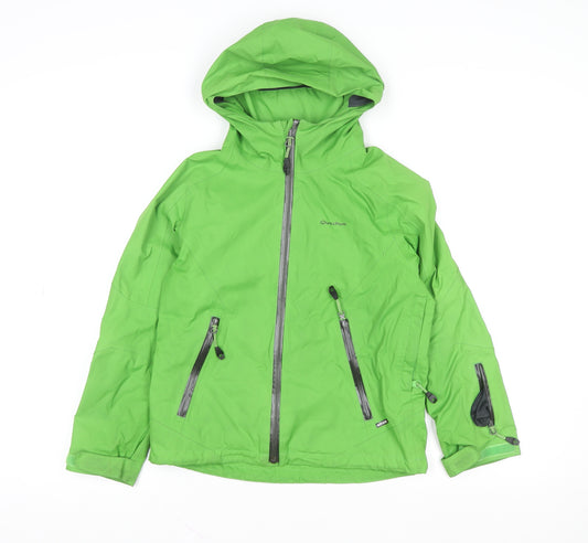 Quechua Boys Green Waterproof Ski Jacket 8 Years Hooded Winter Coat