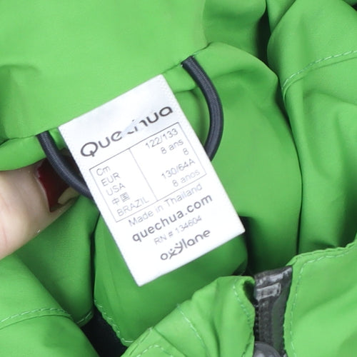 Quechua Boys Green Waterproof Ski Jacket 8 Years Hooded Winter Coat