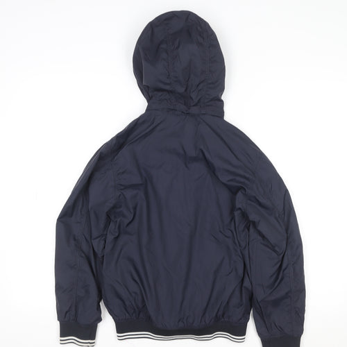 H&M Boys Blue Hooded Windbreaker Jacket 8 Years Full Zip Lightweight