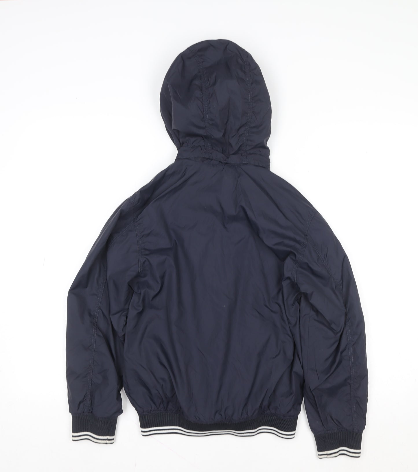 H&M Boys Blue Hooded Windbreaker Jacket 8 Years Full Zip Lightweight