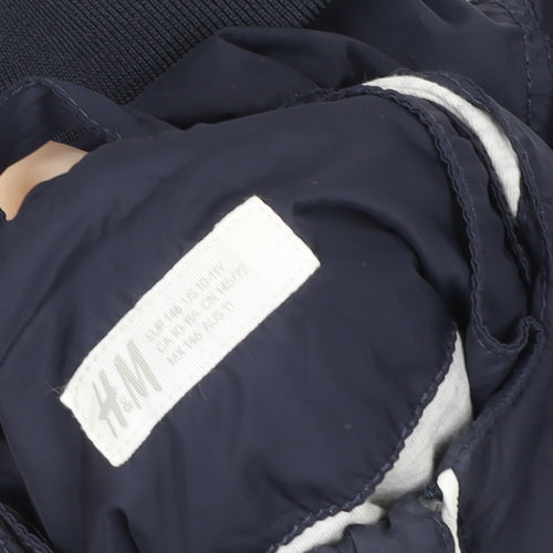 H&M Boys Blue Hooded Windbreaker Jacket 8 Years Full Zip Lightweight