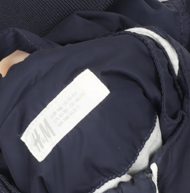 H&M Boys Blue Hooded Windbreaker Jacket 8 Years Full Zip Lightweight