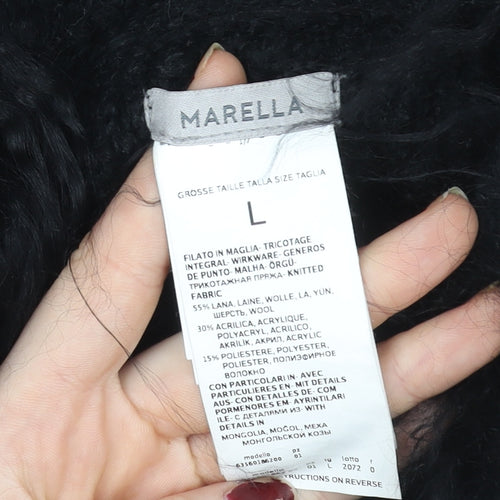 Marella Womens Black Wool Blend Fur Trim Waistcoat Size L