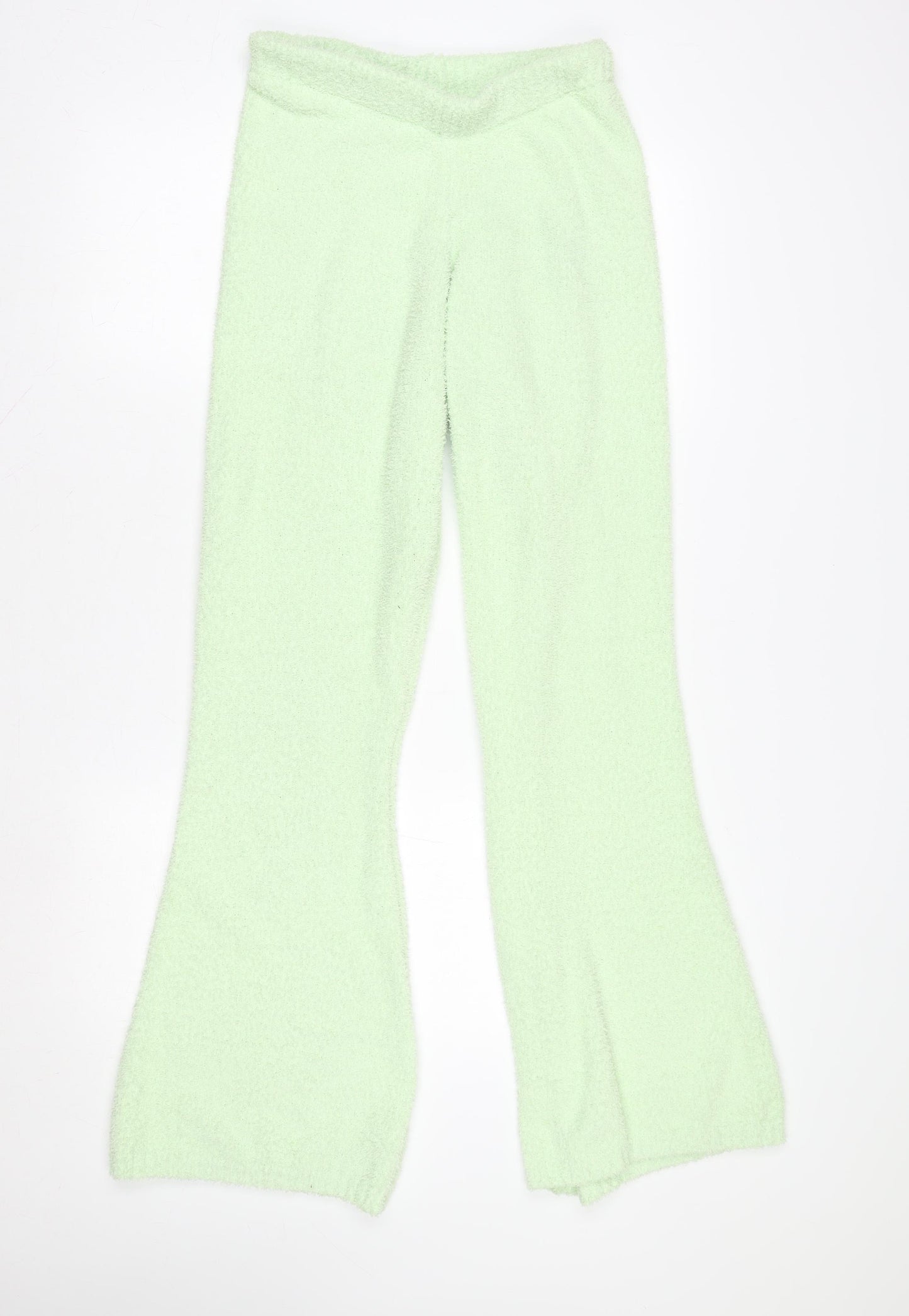 Oh Polly Women Mint Green Flared Fleece Trousers Medium