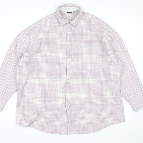 ASOS Design Women Pink Check Shacket Jacket M Relaxed Fit