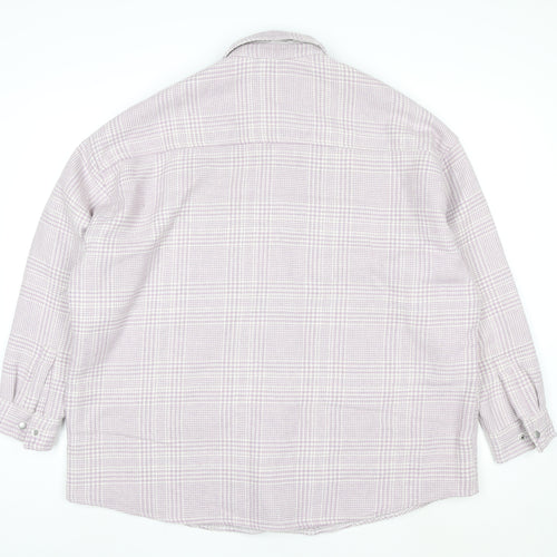 ASOS Design Women Pink Check Shacket Jacket M Relaxed Fit