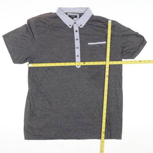 Peter Werth Men's Grey Short Sleeve Button-Down Polo Shirt Size L