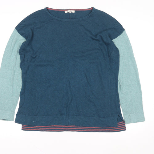 White Stuff Womens Blue Colourblock Long Sleeve Pullover Sweatshirt UK 12