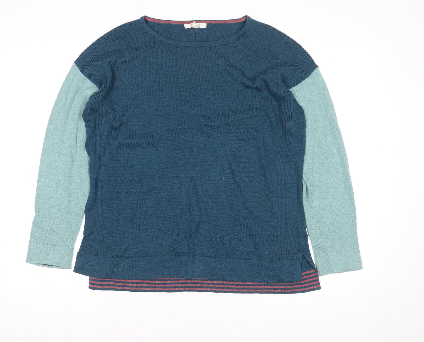 White Stuff Womens Blue Colourblock Long Sleeve Pullover Sweatshirt UK 12