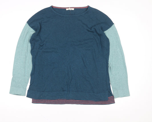 White Stuff Womens Blue Colourblock Long Sleeve Pullover Sweatshirt UK 12