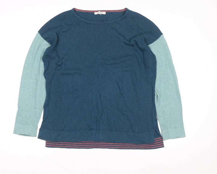 White Stuff Womens Blue Colourblock Long Sleeve Pullover Sweatshirt UK 12