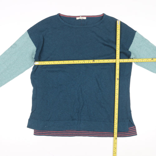 White Stuff Womens Blue Colourblock Long Sleeve Pullover Sweatshirt UK 12