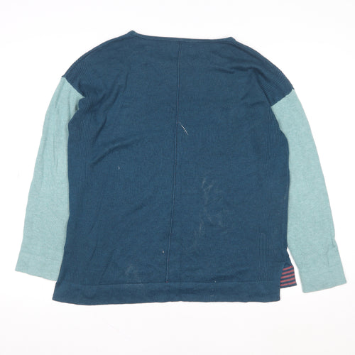 White Stuff Womens Blue Colourblock Long Sleeve Pullover Sweatshirt UK 12