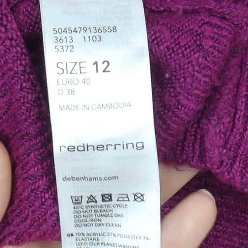 Red Herring Women’s Purple Mock Neck Long Sleeve Jumper Size 12