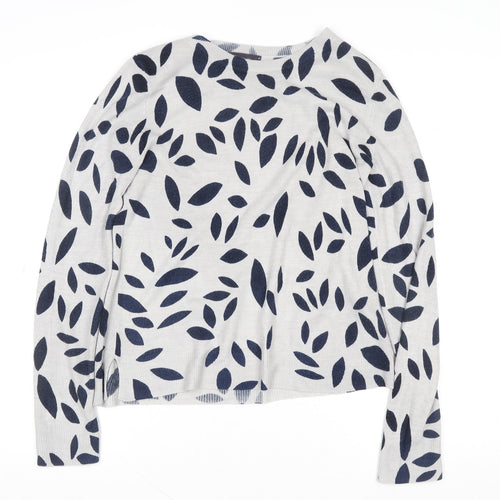 Marks and Spencer Women Grey Mix Leaf Print Pullover Sweatshirt Size 8