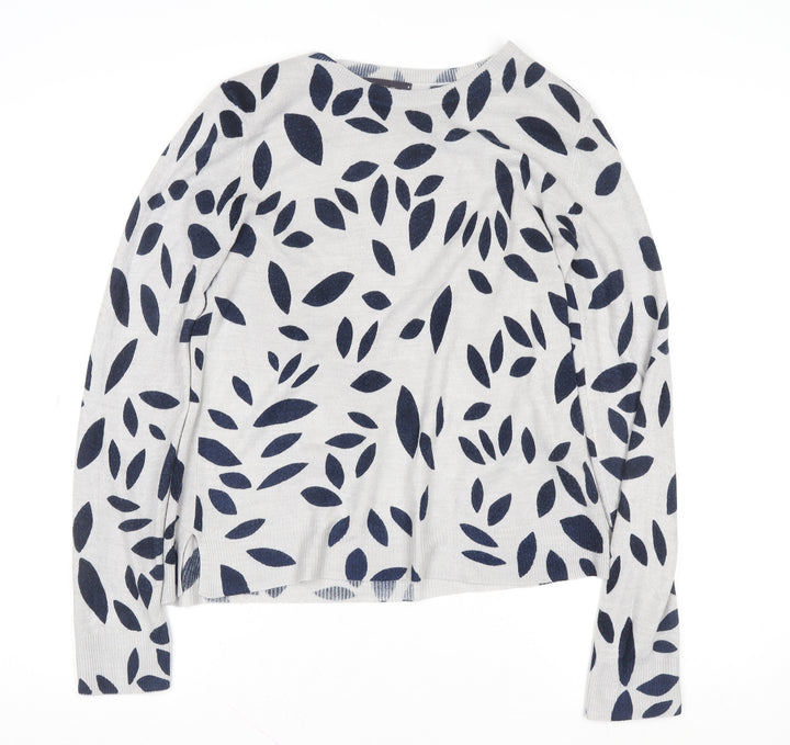 Marks and Spencer Women Grey Mix Leaf Print Pullover Sweatshirt Size 8