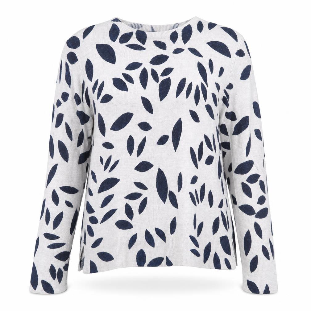 Front view of Marks & Spencer Women Grey Mix Leaf Print Pullover Sweatshirt, size 8