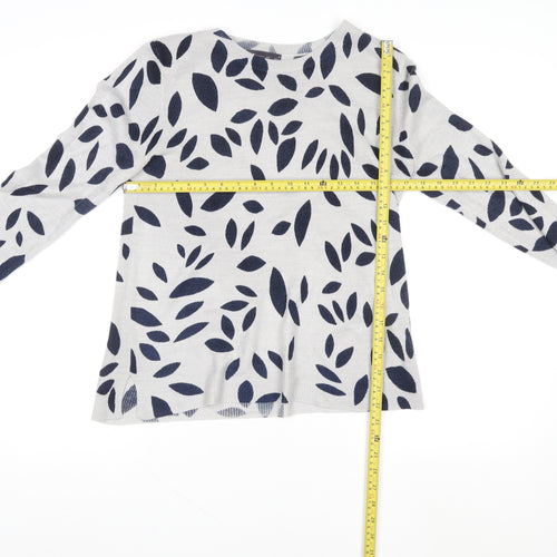 Marks and Spencer Women Grey Mix Leaf Print Pullover Sweatshirt Size 8