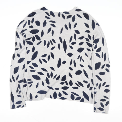 Marks and Spencer Women Grey Mix Leaf Print Pullover Sweatshirt Size 8