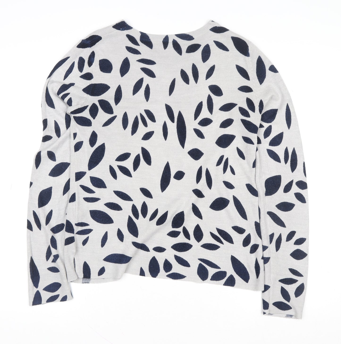Marks and Spencer Women Grey Mix Leaf Print Pullover Sweatshirt Size 8