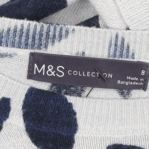 Marks and Spencer Women Grey Mix Leaf Print Pullover Sweatshirt Size 8
