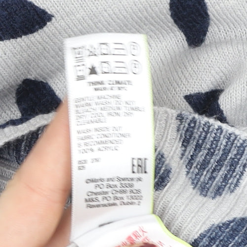 Marks and Spencer Women Grey Mix Leaf Print Pullover Sweatshirt Size 8