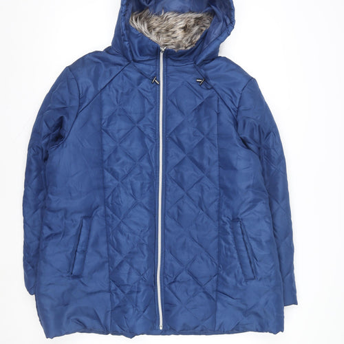 Anne de Lançay Women Blue Quilted Hooded Puffer Jacket L