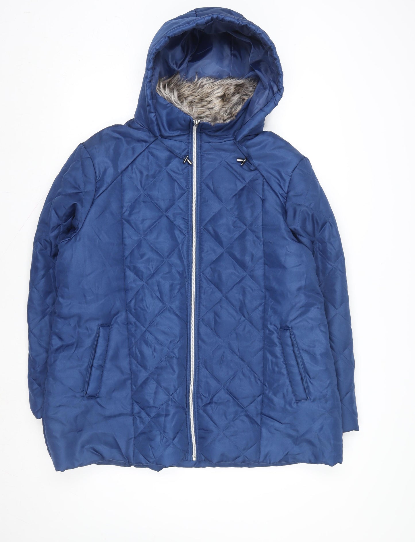 Anne de Lançay Women Blue Quilted Hooded Puffer Jacket L