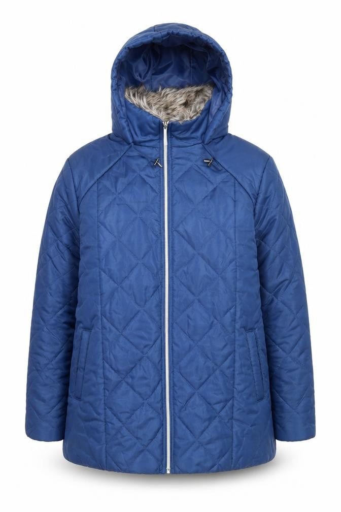 Anne de Lançay Women Blue Quilted Hooded Puffer Jacket L