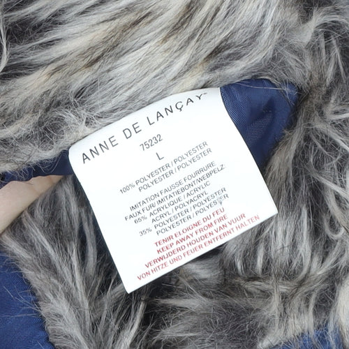 Anne de Lançay Women Blue Quilted Hooded Puffer Jacket L