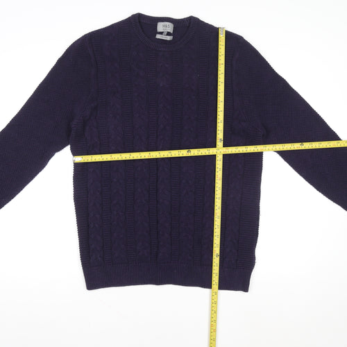 Marks and Spencer Men's Purple Cotton Knit Sweater L Pullover Crew Neck