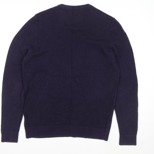 Marks and Spencer Men's Purple Cotton Knit Sweater L Pullover Crew Neck